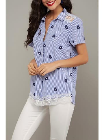 LA Angels Bluse in Blau/ Weiß