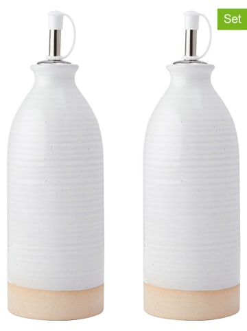 Kitchencraft 2tlg. Set: Essig- & Ölspender "Idilica" in Weiß/ Beige - 450 ml