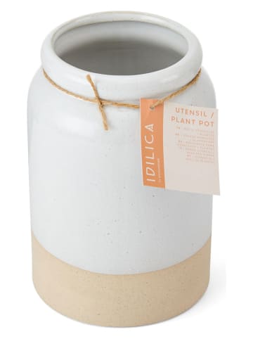 Kitchencraft Utensilienhalter "Idilica" in Weiß/ Beige - (H)18 x Ø 12,3 cm