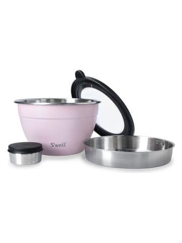 S'well 3tlg. Set: Salatschale "Topaz" in Rosa/ Schwarz