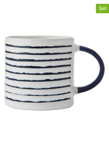 Mikasa 2-delige set: koppen wit/donkerblauw - 390 ml