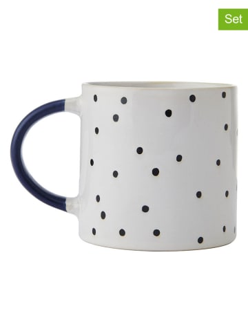 Mikasa 2-delige set: koppen wit/donkerblauw - 390 ml