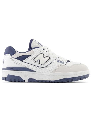 New Balance Leder-Sneakers "550" in Weiß/ Dunkelblau