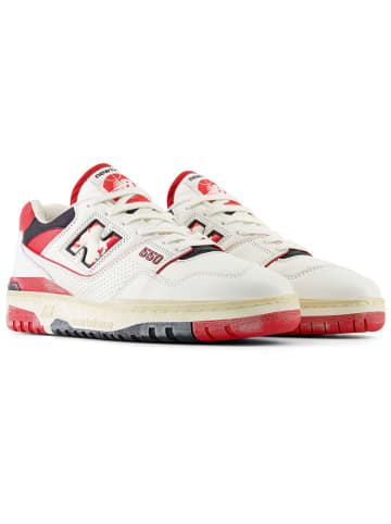 New Balance Leder-Sneakers "550" in Creme/ Rot