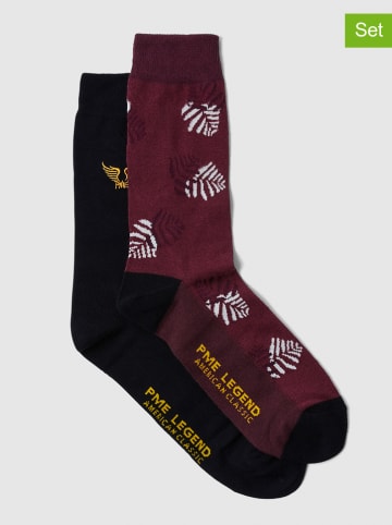 PME Legend 2er-Set: Socken in Bordeaux/ Schwarz