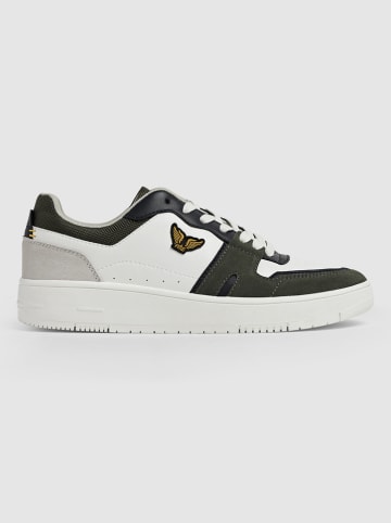 PME Legend Leder-Sneakers in Weiß/ Khaki