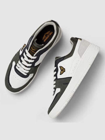 PME Legend Leder-Sneakers in Weiß/ Khaki
