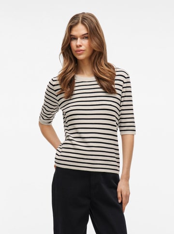 Vila Shirt "Zicha" in Creme/ Schwarz