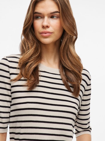 Vila Shirt "Zicha" in Creme/ Schwarz