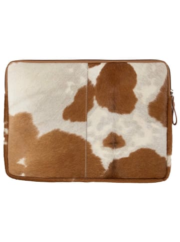 Mars & More Skórzana torba w kolorze jasnobrązowo-białym na laptopa - 28,5 x 39 cm