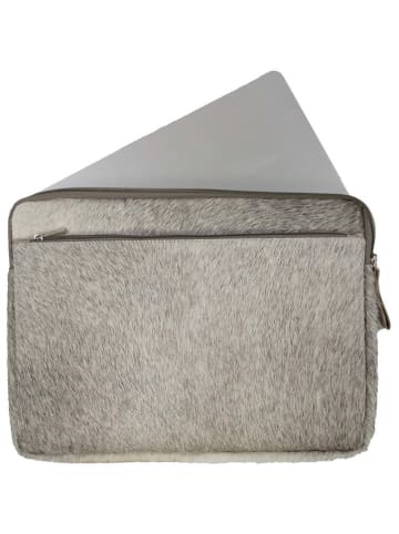 Mars & More Leder-Laptoptasche in Grau - (B)28,5 x (H)39 cm