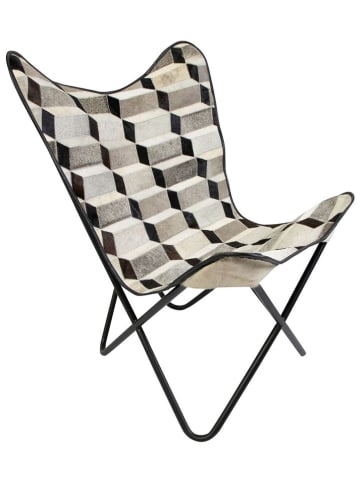 Mars & More Loungestuhl in Schwarz/ Creme/ Grau - (B)65 x (H)90 x (T)65 cm