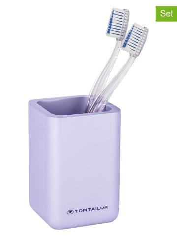 Tom Tailor 2er-Set: Zahnputzbecher in Lila - (B)7 x (H)10 x (T)7 cm