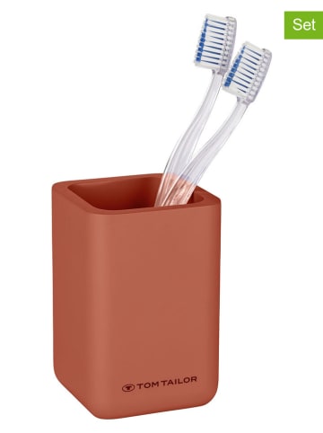Tom Tailor 2-delige tandenborstelbekerset rood - (B)7 x (H)10 x (D)7 cm