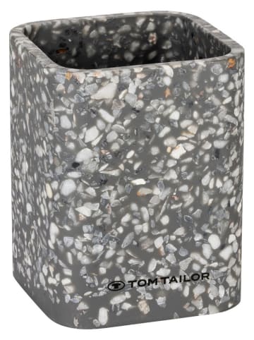Tom Tailor 2er-Set: Zahnputzbecher "Terrazzo" in Grau - (B)8 x (H)10,5 x (T)8 cm