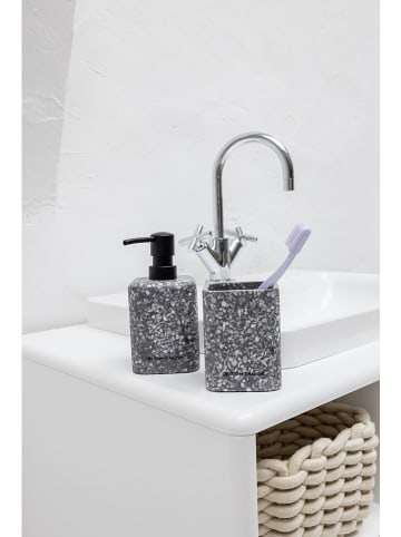 Tom Tailor 2er-Set: Zahnputzbecher "Terrazzo" in Grau - (B)8 x (H)10,5 x (T)8 cm