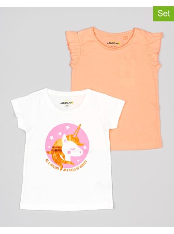 LOSAN 2-delige set: shirt en top oranje/wit