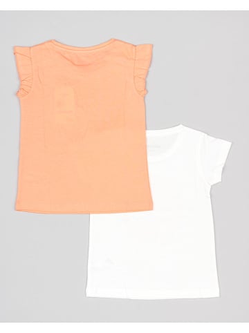 LOSAN 2er-Set: Shirt und Top in Orange/ Weiß
