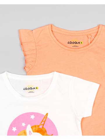 LOSAN 2-delige set: shirt en top oranje/wit