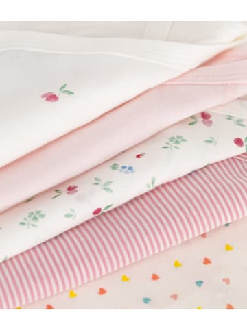 PETIT BATEAU 5er-Set: Wickelbodys in Rosa/ Weiß