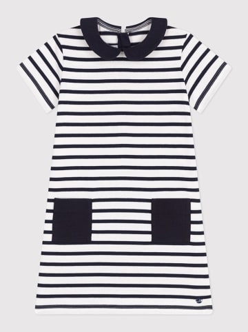 PETIT BATEAU Kleid in Weiß/ Dunkelblau