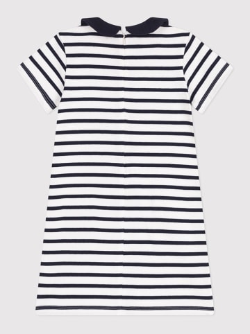 PETIT BATEAU Kleid in Weiß/ Dunkelblau