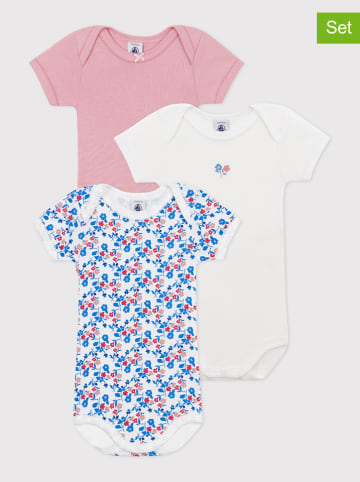 PETIT BATEAU 3-delige set: Bodys lichtroze/wit