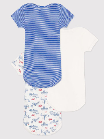 PETIT BATEAU 3er-Set: Bodys in Weiß/ Blau