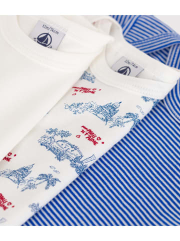 PETIT BATEAU 3er-Set: Bodys in Weiß/ Blau