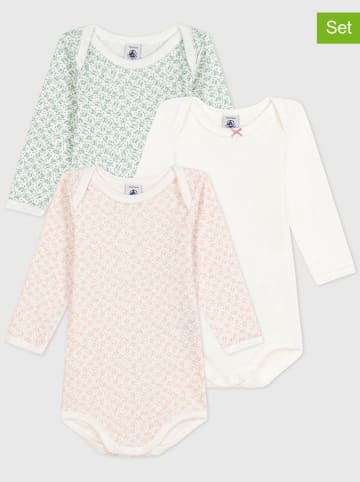 PETIT BATEAU 3er-Set: Bodys in Rosa/ Grün/ Weiß