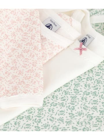 PETIT BATEAU 3er-Set: Bodys in Rosa/ Grün/ Weiß