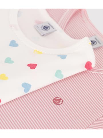 PETIT BATEAU 2er-Set: Pyjamas in Weiß/ Rosa