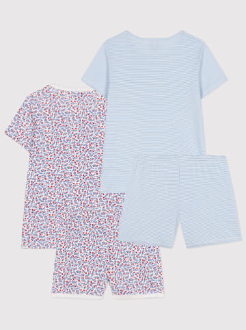 PETIT BATEAU 2-delige set: pyjama's lichtblauw/wit