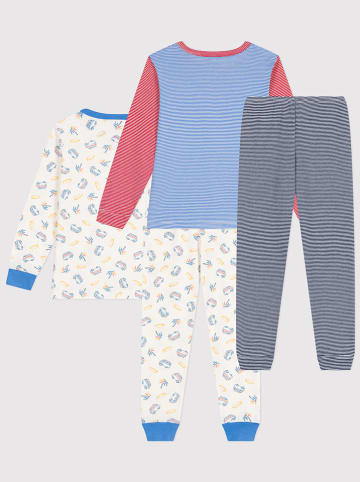 PETIT BATEAU 2-delige set: pyjama's wit/lichtblauw/roze