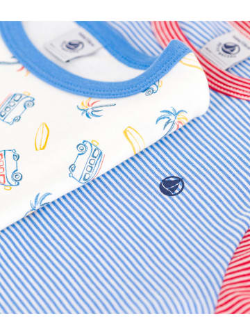 PETIT BATEAU 2-delige set: pyjama's wit/lichtblauw/roze