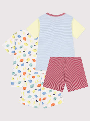 PETIT BATEAU 2-delige set: pyjama's wit/lichtblauw/roze
