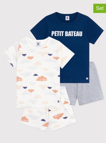 PETIT BATEAU 2-delige set: pyjama's donkerblauw/wit