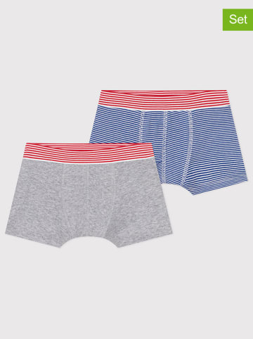 PETIT BATEAU 2er-Set: Boxershorts in Blau/ Grau
