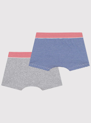 PETIT BATEAU 2er-Set: Boxershorts in Blau/ Grau