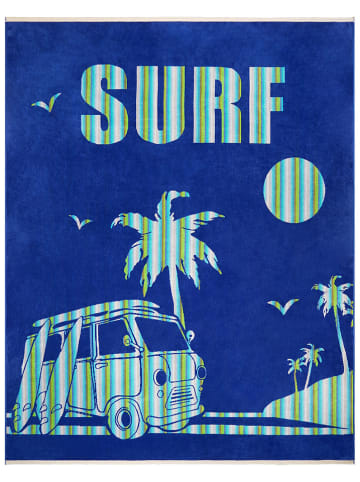 Le Comptoir de la Plage Strandtuch ''Nyaralas'' in Blau/ Türkis - (L)180 x (B)140 cm