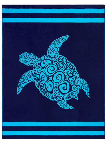 Le Comptoir de la Plage Strandlaken "Paxos" donkerblauw/turquoise - (L)180 x (B)140 cm