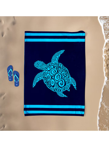 Le Comptoir de la Plage Strandtuch ''Paxos'' in Dunkelblau/ Türkis - (L)180 x (B)140 cm