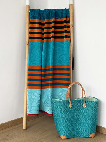 Le Comptoir de la Plage Strandtuch ''Fiorito'' in Blau/ Orange - (L)170 x (B)90 cm