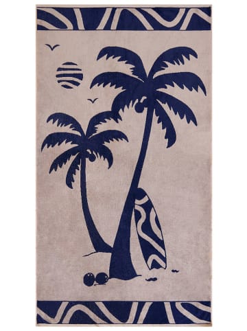 Le Comptoir de la Plage Strandtuch ''Likoma'' in Beige/ Dunkelblau - (L)170 x (B)90 cm