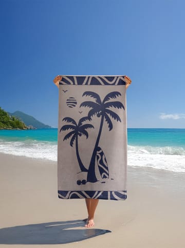 Le Comptoir de la Plage Strandtuch ''Likoma'' in Beige/ Dunkelblau - (L)170 x (B)90 cm