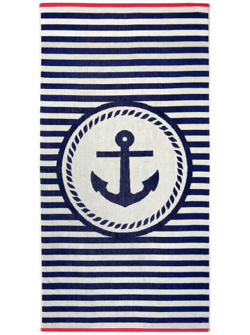 Le Comptoir de la Plage Strandlaken "Ankuri" donkerblauw/crème - (L)170 x (B)90 cm