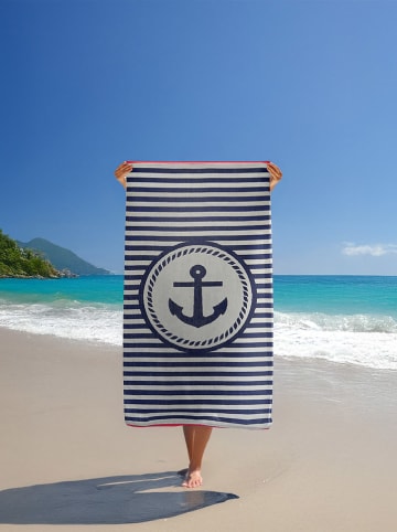 Le Comptoir de la Plage Strandlaken "Ankuri" donkerblauw/crème - (L)170 x (B)90 cm