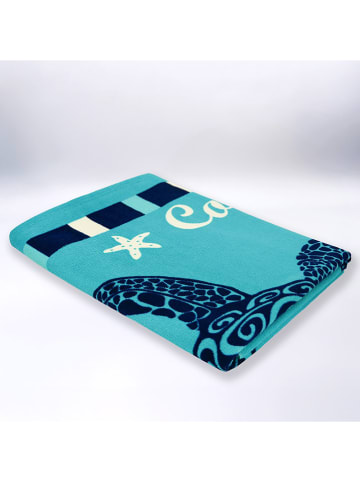 Le Comptoir de la Plage Mikrofaser-Strandtuch ''Piana'' in Türkis/ Dunkelblau - (L)170 x (B)90 cm