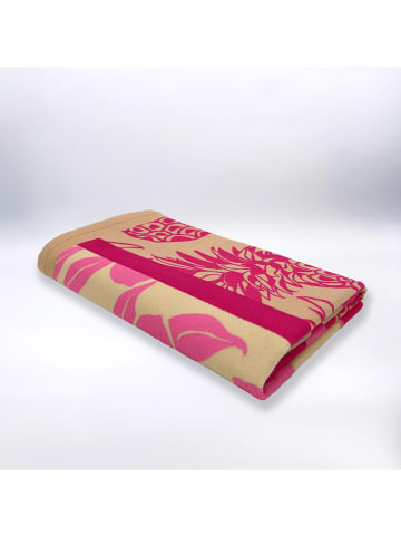 Le Comptoir de la Plage Mikrofaser-Strandtuch ''Tropea'' in Beige/ Pink - (L)170 x (B)90 cm