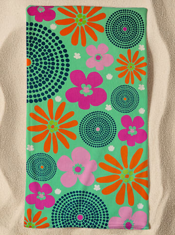 Le Comptoir de la Plage Ręcznik plażowy "Piodao" w kolorze zielonym ze wzorem - 170 x 90 cm